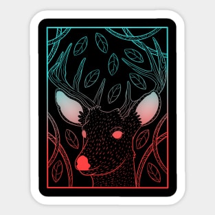 Neon Deer Sticker